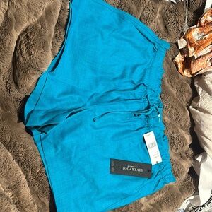 Liverpool Shorts Size 16 Khaki Teal Blue  Full Pockets